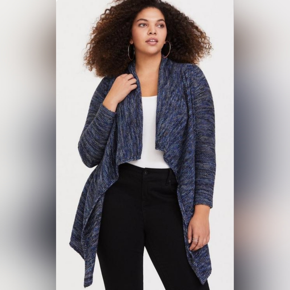 Torrid Marled Cardigan Drape Front Sweater size 3x